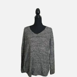 Banana Republic Sweater Marled Knit Side Zip Accents V-Neck Long Sleeved